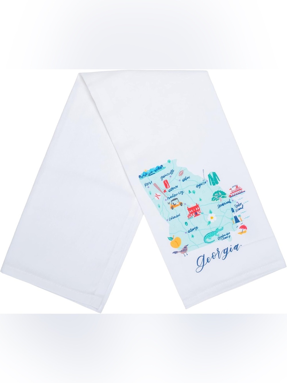 Georgia Map White Cotton Kitchen Towel